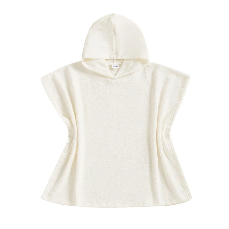 Toddler Kids Boys Girls Hooded Beach Swim Poncho Towels Solid Color Loose Fit Beach Robe Cover-up for Summer