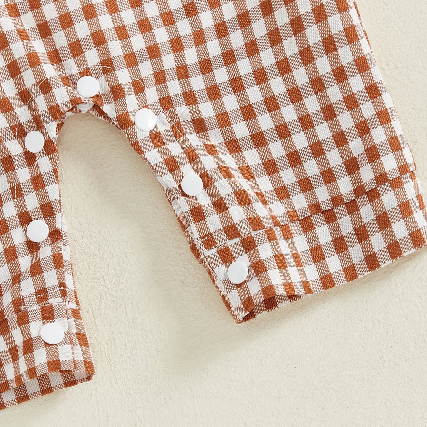 Baby Boy 2Pcs Fall Outfit Crew Neck Long Sleeve Romper and Truck Football Embroidery Plaid Overall Pants Set