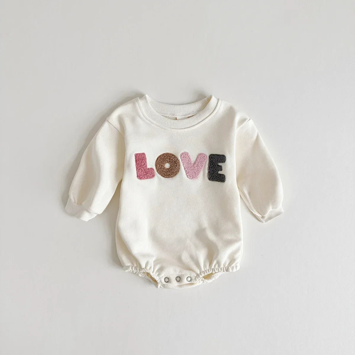 Love Embroidery Girl Bodysuit Romper