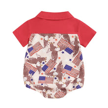Load image into Gallery viewer, Baby Boys 4th of July Independence Day Romper Short Sleeve Collar Dinosaur Fireworks / Flag Eagle Print
