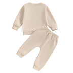 Baby Toddler Boys Girls 2Pcs Football Print Long Sleeve Round Neck Top Drawstring Pockets Long Pants Outfit Set