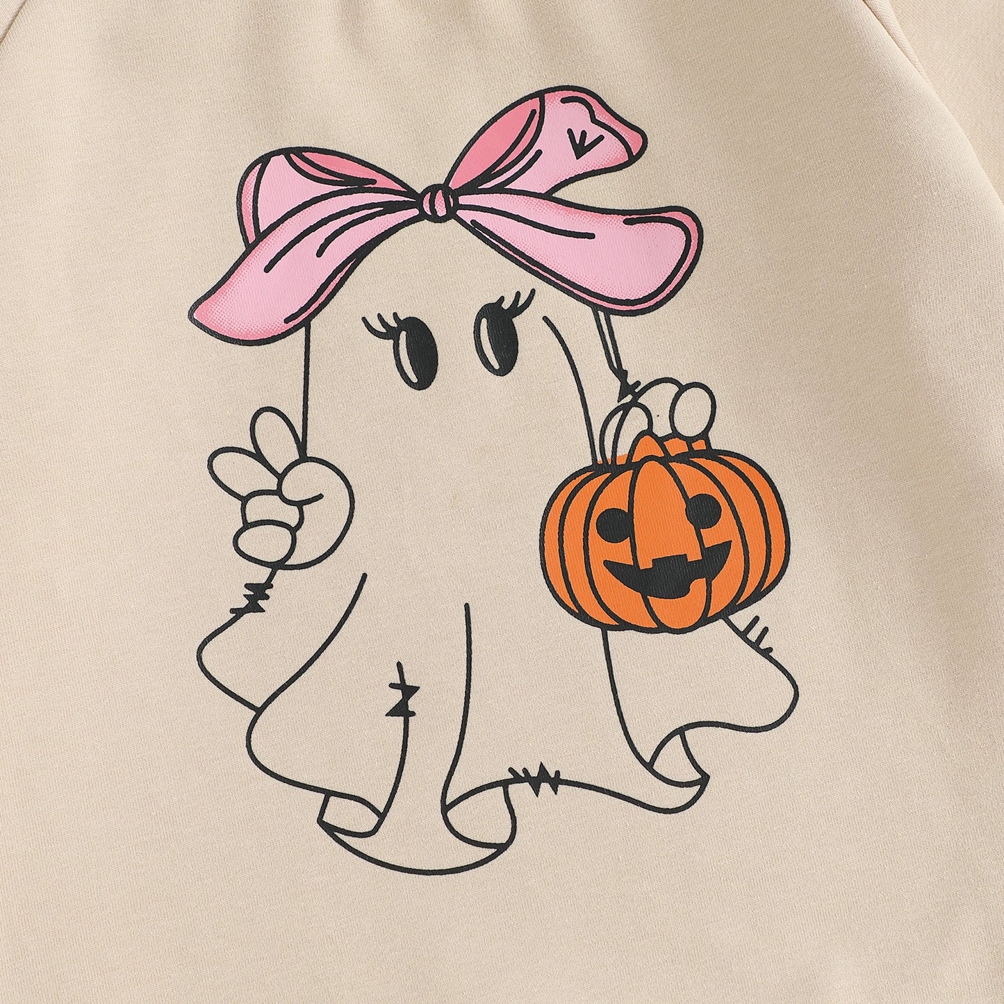 Baby Toddler Girls Boys Halloween Ghost Pumpkin Print Stylish Loose Fit Casual O-Neck Long Sleeve Pullover Top