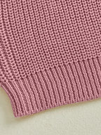 Baby Toddler Boys Girls Knit Sweater Long Sleeve Round Neck Solid Color Pullover Fall Top