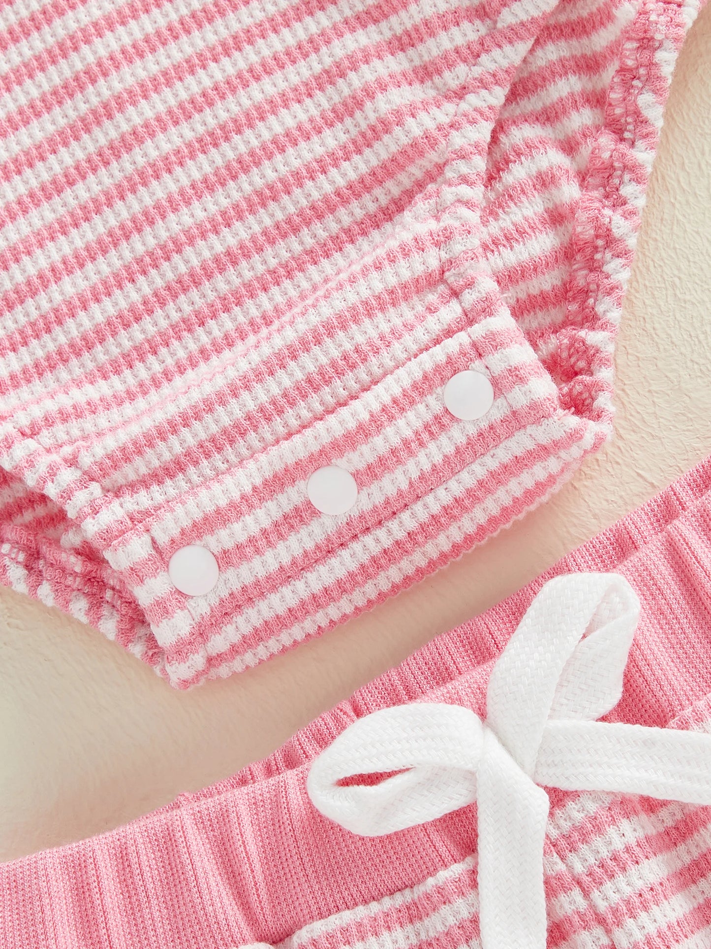 Baby Girls 2Pcs Valentine's Day Clothes Sets Letters Embroidery Love Stripe Long Sleeve Romper with Pants 2Pcs Set