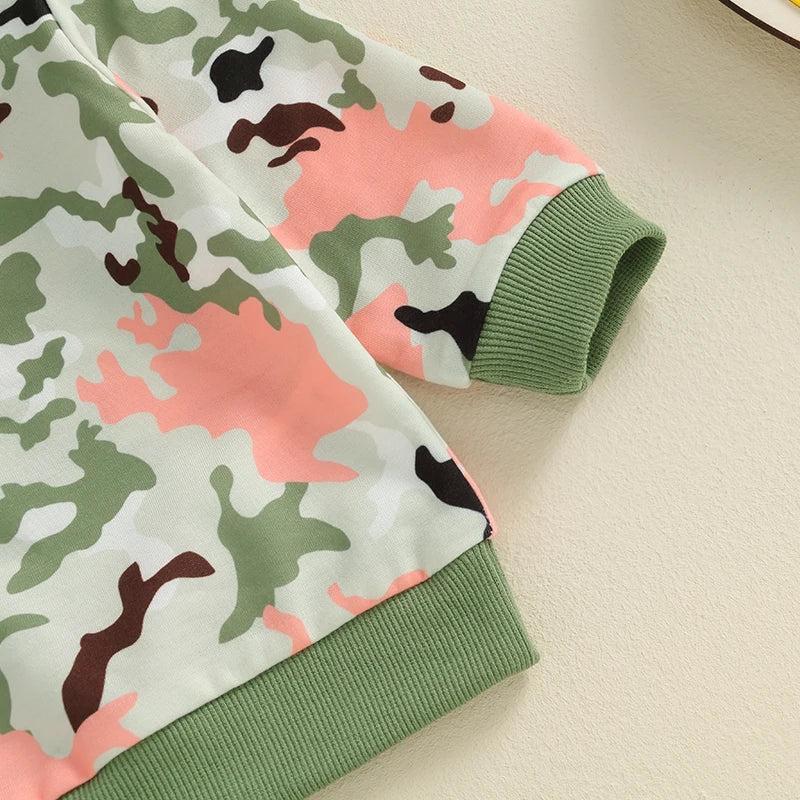 Baby Toddler Girls Boys 2Pcs Camouflage Print Long Sleeve Top with Long Pants Outfit Set