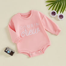 Load image into Gallery viewer, Baby Girl Boy Cousin Crew Romper Letter Embroidery Baby Long Sleeve Jumpsuit Cute Matching Family Clothes
