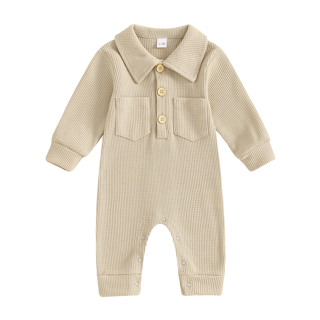 Turn Down Collar Boys Jumpsuit Romper