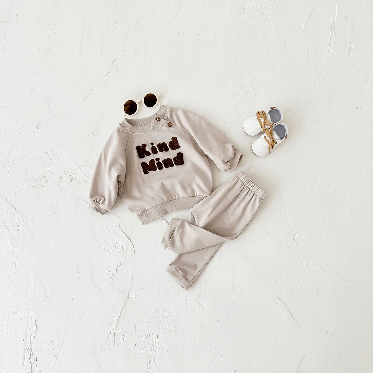 Baby Toddler Boys Girls 2Pcs Kind Mind Autumn Jogger Set Letter Embroidery Casual Long Sleeve Top + Pants Outfit