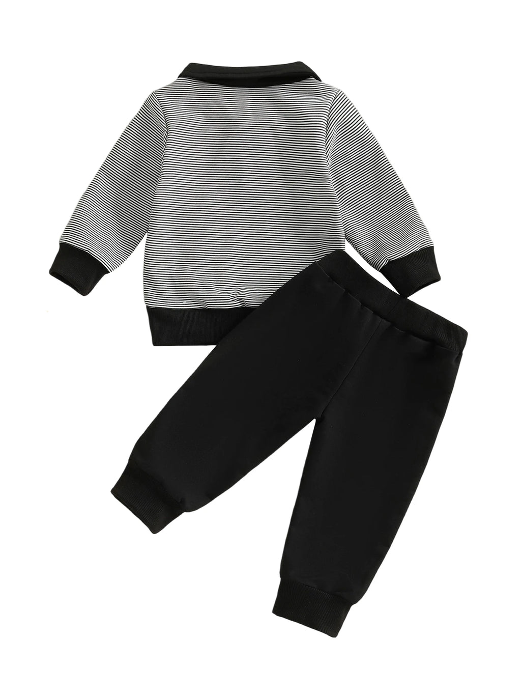 Baby Toddler Boys 2Pcs Halloween Outfit Ghost Embroidery Striped Long Sleeve Top with Pants Jogger Set