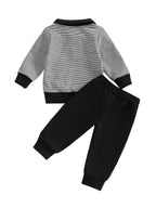 Baby Toddler Boys 2Pcs Halloween Outfit Ghost Embroidery Striped Long Sleeve Top with Pants Jogger Set