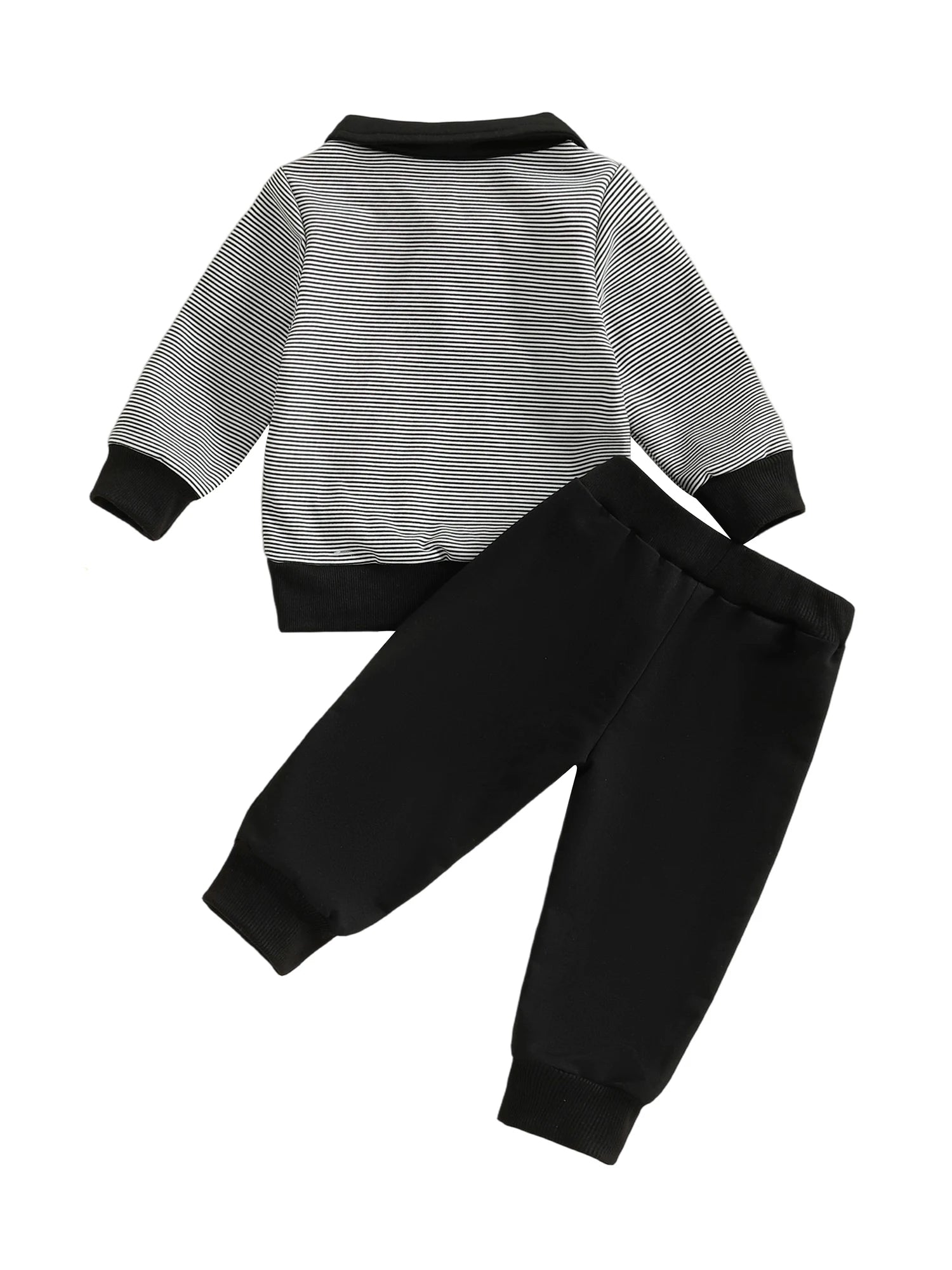 Baby Toddler Boys 2Pcs Halloween Outfit Ghost Embroidery Striped Long Sleeve Top with Pants Jogger Set