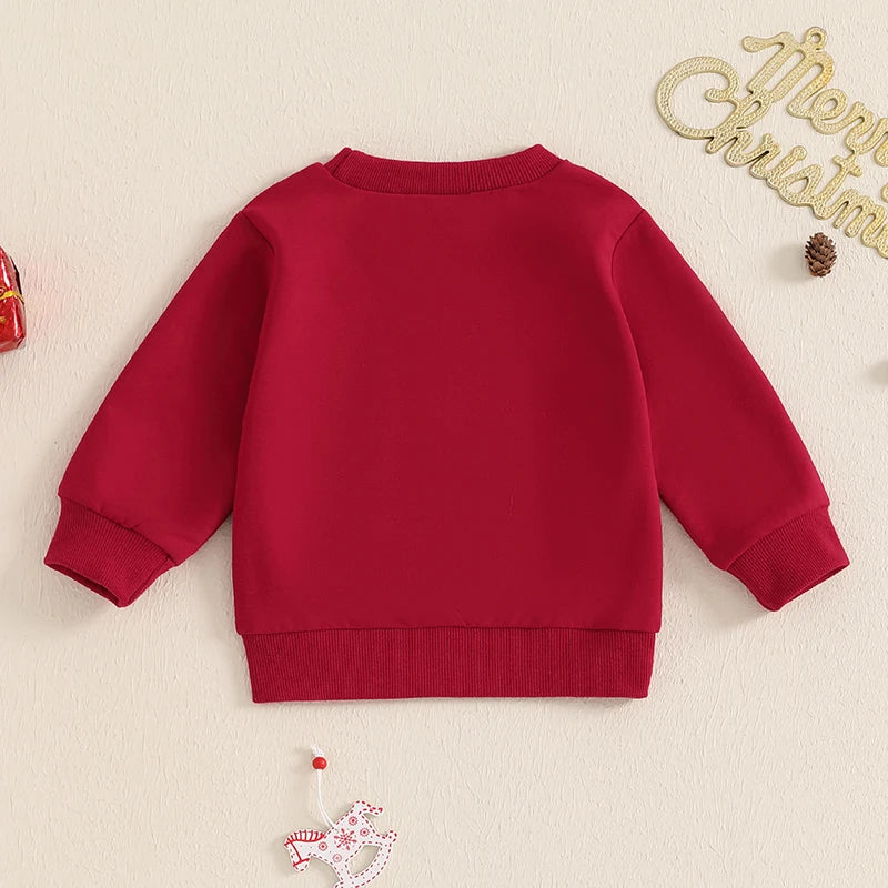 Baby Toddler Kids Boys Girls Holly Jolly Christmas Long Sleeve O Neck Sequins Letter Embroidery Pullover Top