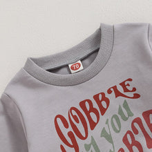 Load image into Gallery viewer, Toddler Baby Boys Girl 2Pcs Set Long Sleeve Crew Neck Gobble til you wobble Print Gobble Thanksgiving Top Pants
