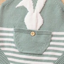 Load image into Gallery viewer, Baby Boy Girls Bunny Easter Knit Rompers Sleeveless First Easter Rabbit Stripes Strap Rompers Baby Clothes
