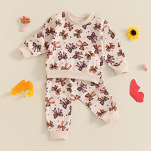 Load image into Gallery viewer, Baby Toddler Girls 2Pcs Fall Jogger Set Long Sleeve O Neck Bow Print Top Drawstring Pants Outfit
