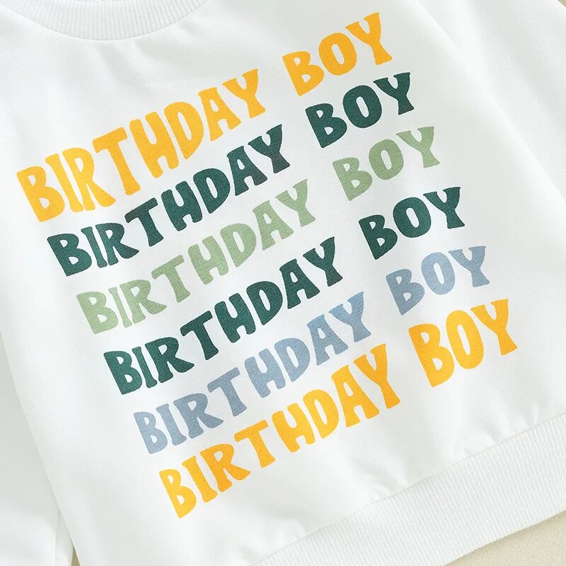 Baby Toddler Boys Girls Birthday Boy Birthday Girl Letters Print Long Sleeve Round Neck Top