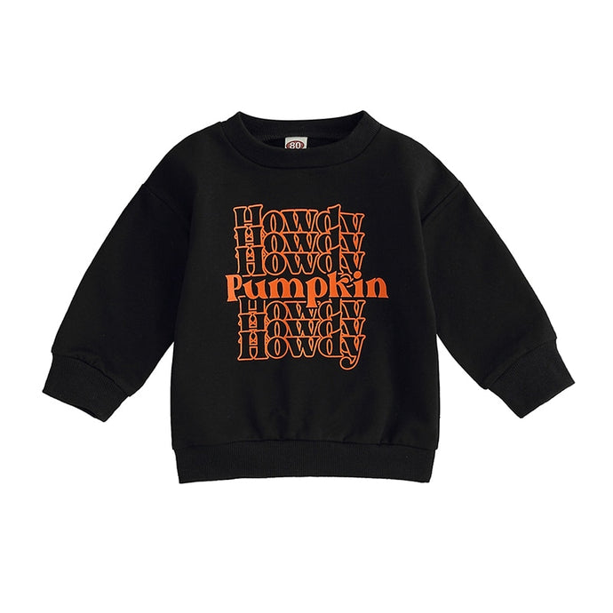 Kids Baby Toddler Boy Girl Halloween Top Letter Print Long Sleeve Pullovers Autumn