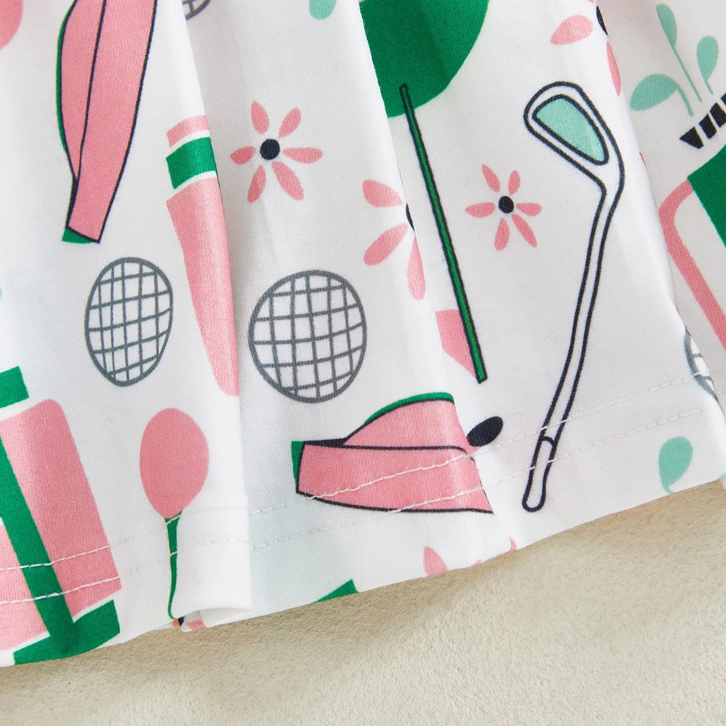 Baby Toddler Girl Golf Print Dress Lapel Button Front Long Sleeves A Line Dress