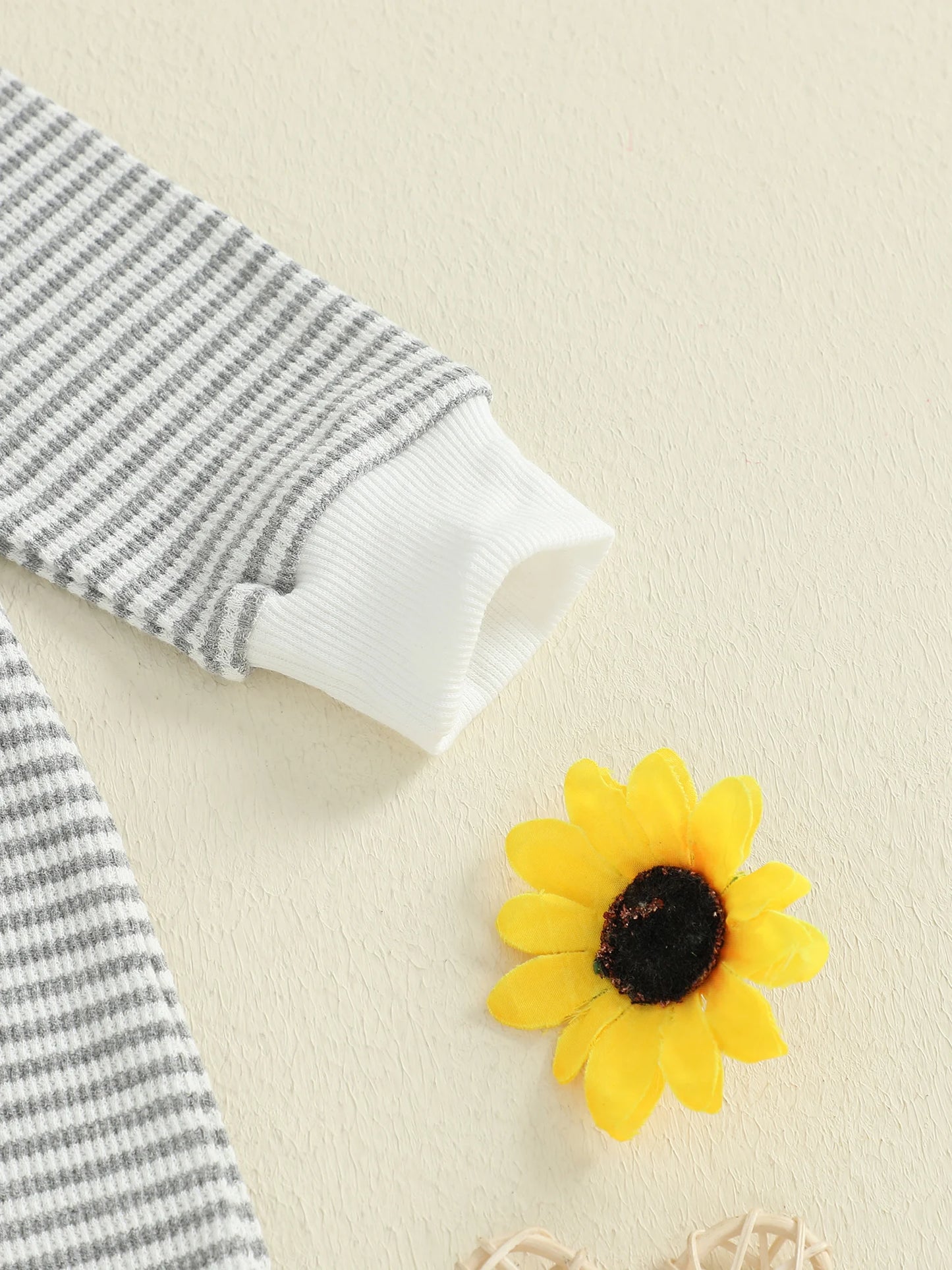 Baby Boys Mama's Boy Fall Romper Letter Embroidery Long Sleeve Round Neck Full Length Waffled Stripe Jumpsuit