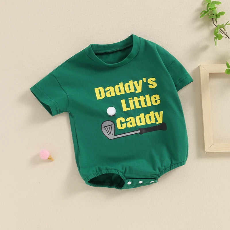 Baby Boy Girl Daddy's Little Caddy Summer Bodysuit Golf Letter Print Short Sleeve Jumpsuit Romper