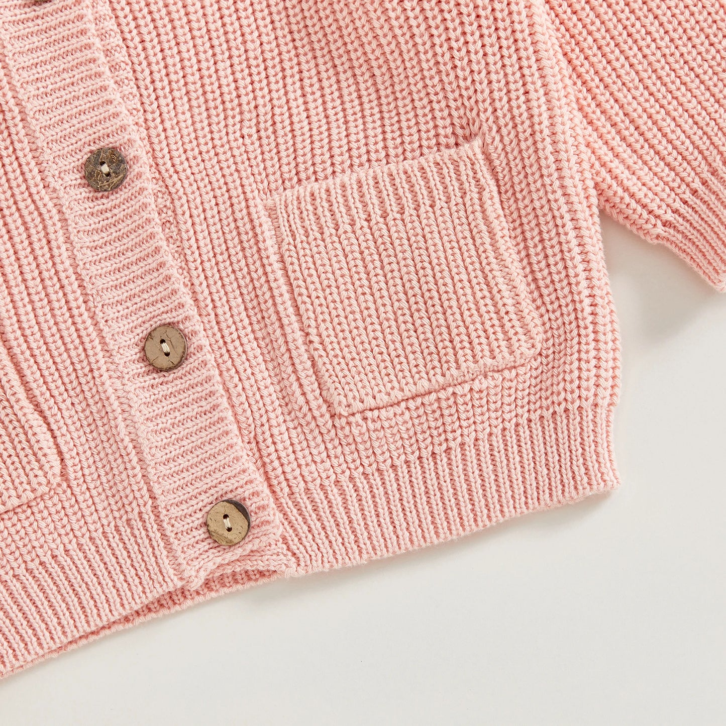 Baby Toddler Girls Boys Knit Cardigan Solid Long Sleeve Crew Neck Button-up Sweater with Pockets Casual Fall Clothes Top