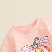 Load image into Gallery viewer, Baby Girls Romper Fall Long Sleeve Crew Neck Pumpkin Bow Print Bodysuit
