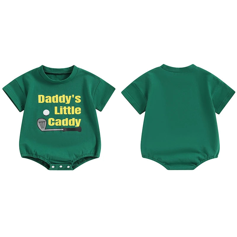 Baby Boy Girl Daddy's Little Caddy Summer Bodysuit Golf Letter Print Short Sleeve Jumpsuit Romper