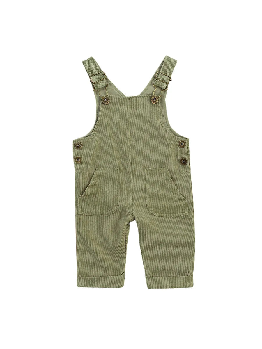 Baby Toddler Boys Girls Suspender Pants Jumpsuit With Buttons Fit Solid Color Overalls Romper