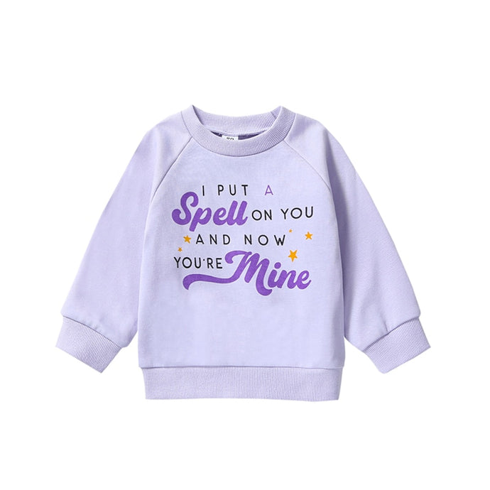 Baby Toddler Kids Boys Girls Long Sleeve Round Neck I Put a Spell On You Print Tops Fall Halloween