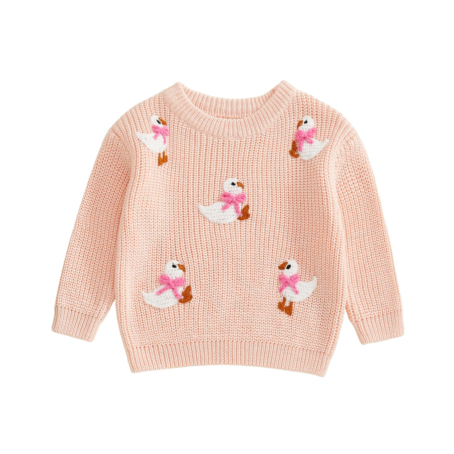 Baby Toddler Girls Sweater Long Sleeve Crew Neck Cute Duck Soft Warm Winter Sweater Clothes