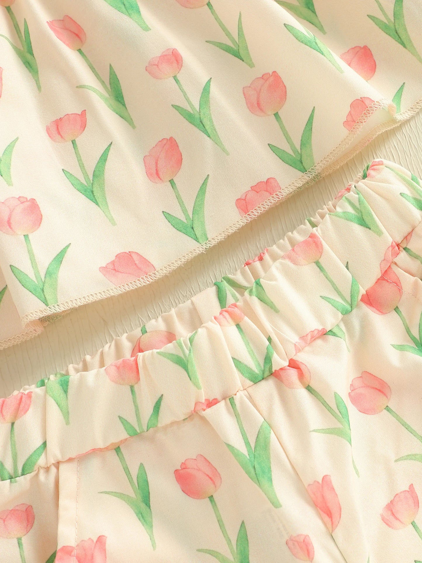 Baby Toddler Girls 2Pcs Outfit Sleeveless Tulip Print Cami Tank Top Pants Spring Set