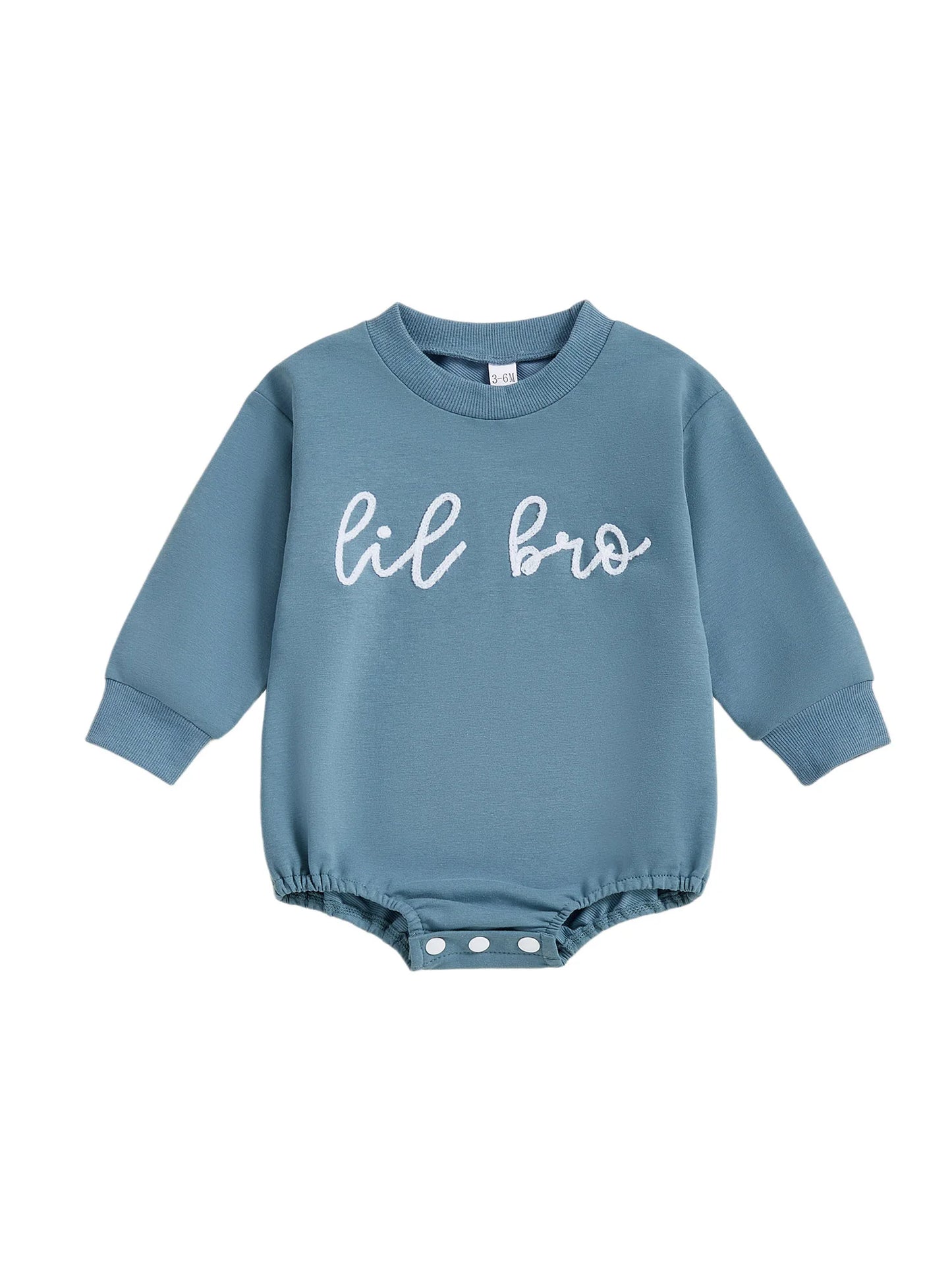 Baby Toddler Boys Lil/Bib Bro Autumn Jumpsuit Long Sleeve Round Neck Letter Embroidery Romper or Top Brothers Matching Outfits