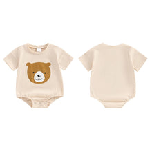 Load image into Gallery viewer, Baby Boy Girl Romper Bear Print Short Sleeve Crew Neck Neutral Jumpsuit
