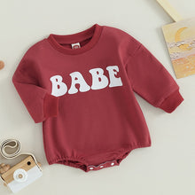 Load image into Gallery viewer, Baby Boy Girl Romper Long Sleeve Crew Neck Letters Babe Print Fall Jumpsuit
