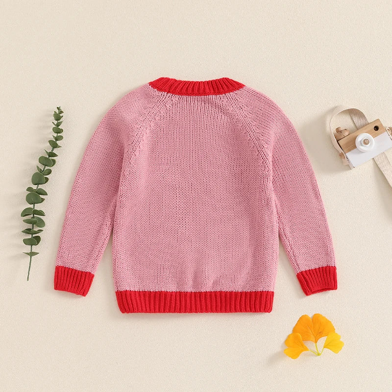 Baby Toddler Boys Girls Sweater Long Sleeve O-Neck Contrast Color Winter Warm Knit Pullover Top