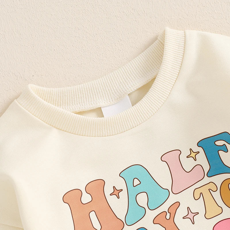 Baby Girls Boys Half Way To One Bubble Romper Half Birthday Clothes Letter Long Sleeve Fall Bodysuit