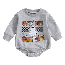 Load image into Gallery viewer, Baby Boy Girl Halloween Bodysuit Cute Ghost Checkerboard Print Long Sleeve Jumpsuit Romper
