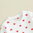 Baby Toddler Girls 2Pcs Clothes Valentine's Day Outfits Long Sleeve Crewneck Heart Print Pants Set