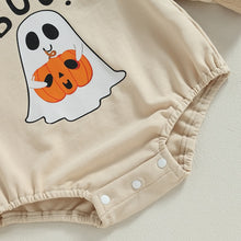 Load image into Gallery viewer, Baby Boy Girl Bodysuit Long Sleeve Crew Neck Ghost Pumpkin Boo Mini Letters Print Fall Halloween Romper
