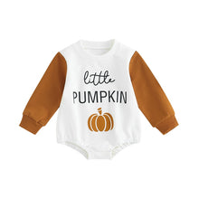 Load image into Gallery viewer, Baby Toddler Boy Girl Halloween Jumpsuit Little Pumpkin Print Round Neck Long Sleeve Romper Bodysuit

