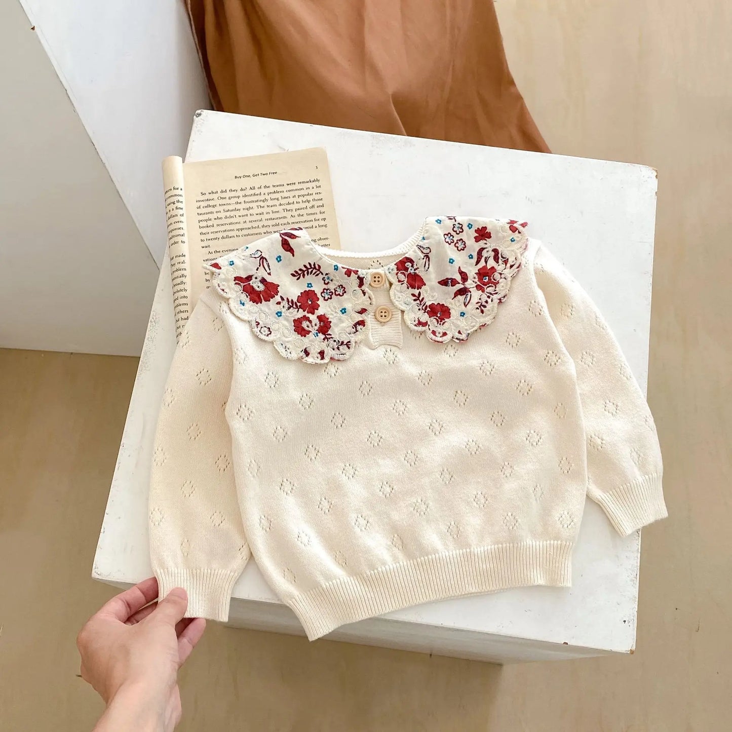 Baby Toddler Girl Autumn Winter Clothes Infant Flower Sweater Long Sleeve Knit Pullover Top Knitwear Floral Top