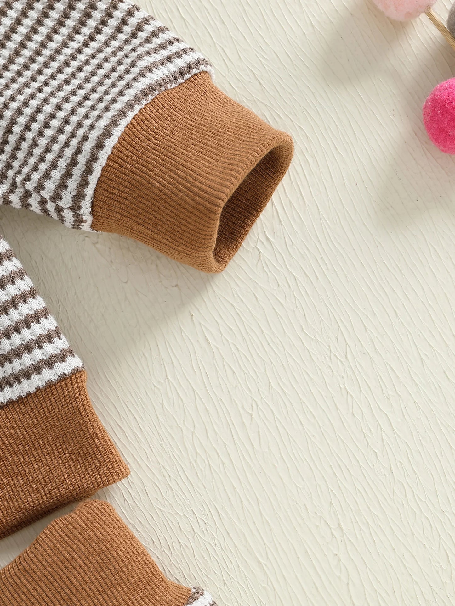 Baby Toddler Boys 2Pcs Autumn Long Sleeve O Neck Football Embroidery Top Striped Pants Jogger Set