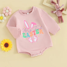 Load image into Gallery viewer, Baby Toddler Boys Girls My First Easter Romper Bunny Ear Letter Print Long Sleeve Jumpsuit
