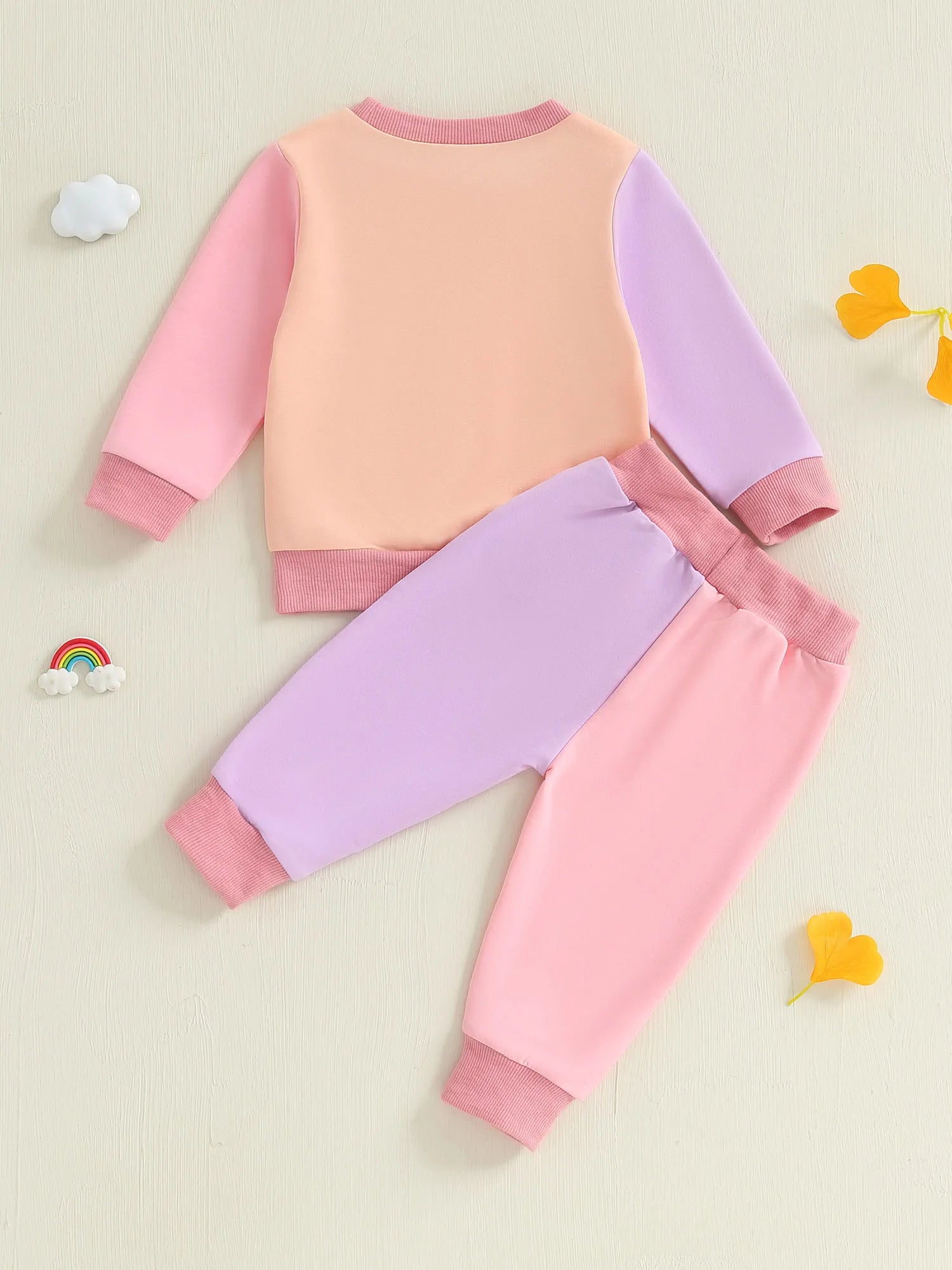 Baby Toddler Girls 2Pcs Mama's Little Bestie Long Sleeve O Neck Contrast Color Top Drawstring Pants Jogger Set