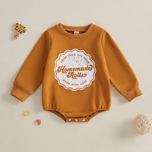 Load image into Gallery viewer, Baby Girls Boys Homemade Rolls Bubble Romper Thanksgiving Letter Print Long Sleeve Fall Bodysuit
