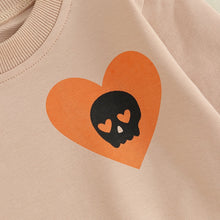 Load image into Gallery viewer, Baby Toddler Kids Girl Halloween Skull Heart Print Eat Your Heart Out Letters Long Sleeve Pullovers Crew Neck Top
