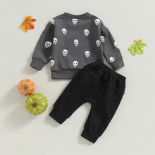 Load image into Gallery viewer, Baby Toddler Boy Girl 2Pcs Outfits Halloween Skull Print Long Sleeve Top Solid Pants Fall Clothes
