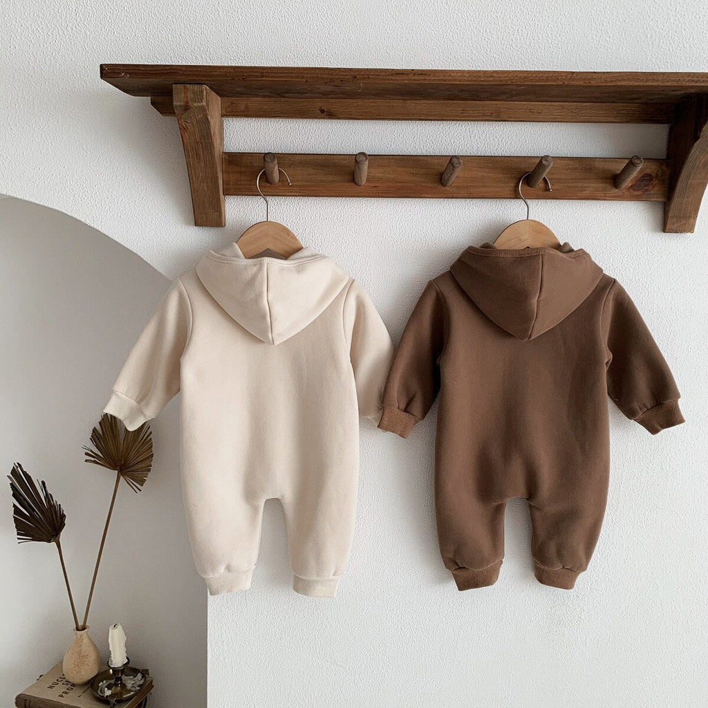 Teddy Bear Patch Hoodie Jumpsuit Romper