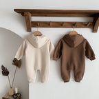 Teddy Bear Patch Hoodie Jumpsuit Romper