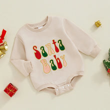 Load image into Gallery viewer, Baby Girls Boys Santa Baby Christmas Jumpsuit Letter Embroidered Round Neck Long Sleeve Bubble Romper
